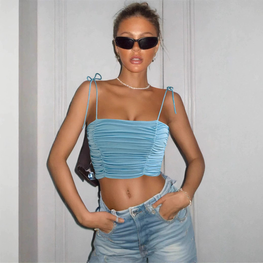 H&M Summer Sexy Versatile Cami Tie Front Crop Top